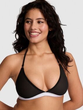 VS PINK LOGO MESH HALTER TRIANGLE BRALETTE XXL NWT